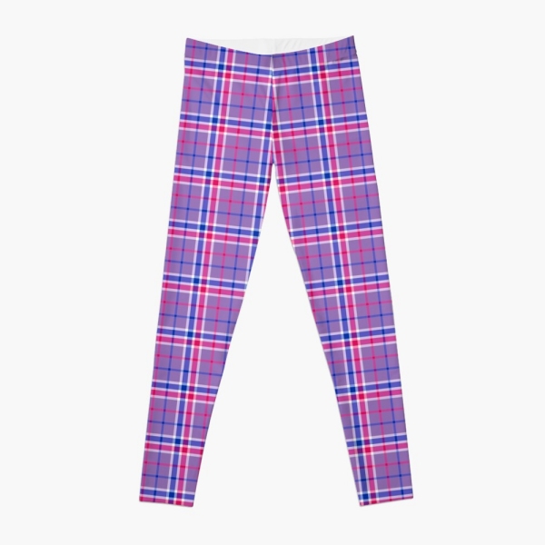 Lavender, magenta, and blue plaid leggings