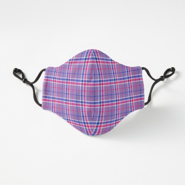 Lavender, magenta, and blue plaid fitted face mask