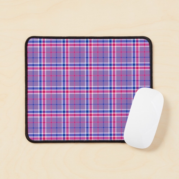 Lavender, magenta, and blue plaid mouse pad