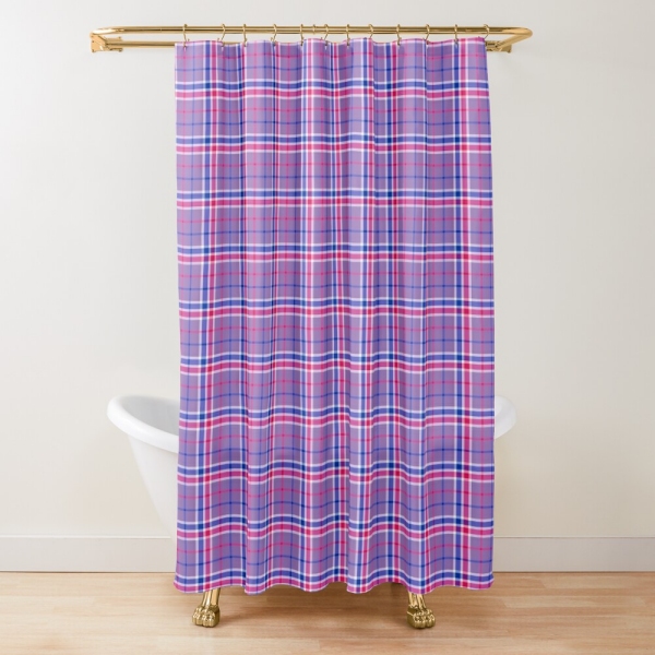 Lavender, magenta, and blue plaid shower curtain