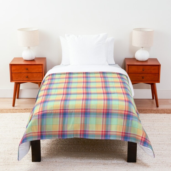 Bright pastel plaid comforter