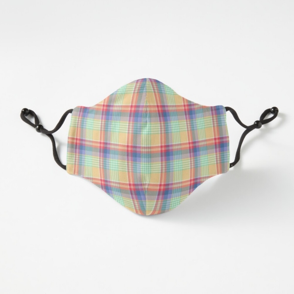 Bright pastel plaid fitted face mask
