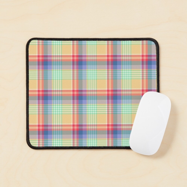 Bright pastel plaid mouse pad