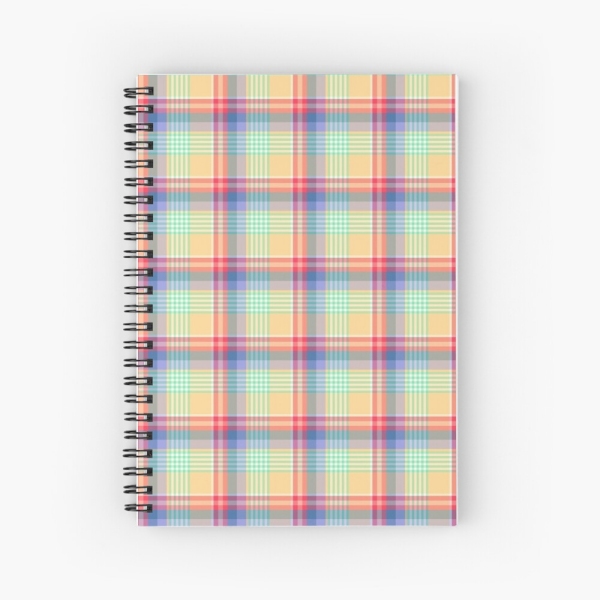 Bright pastel plaid spiral notebook