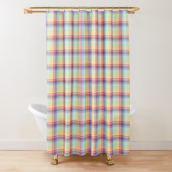 Bright pastel plaid shower curtain