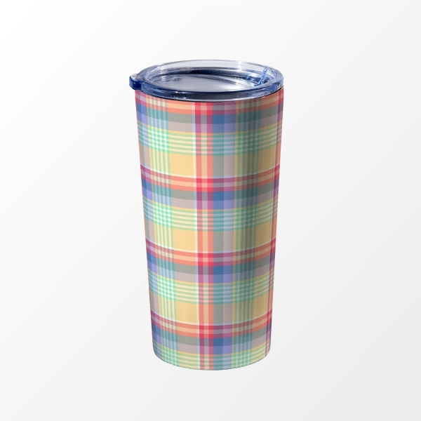 Bright pastel plaid travel mug