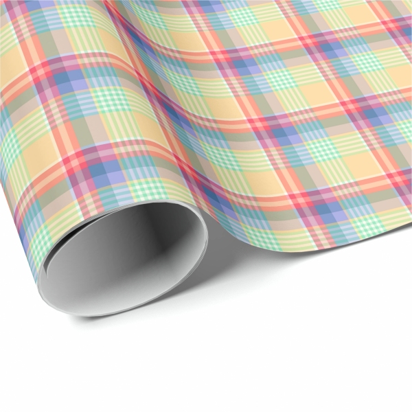 Bright pastel plaid wrapping paper