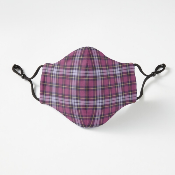 Bright purple plaid fitted face mask