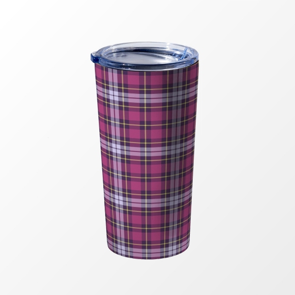 Bright purple plaid travel mug