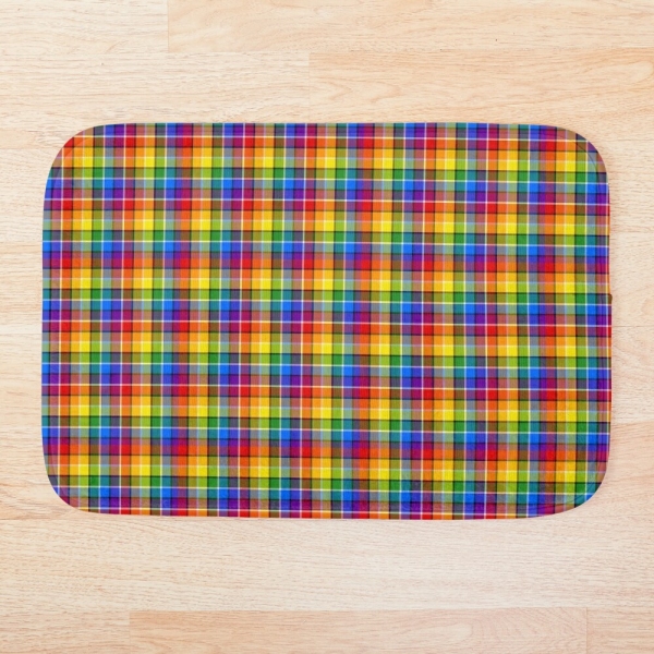 Bright rainbow plaid floor mat