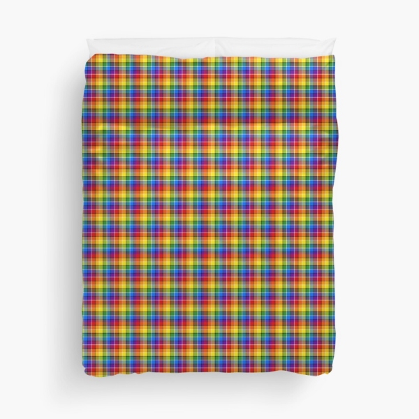 Bright rainbow plaid duvet cover