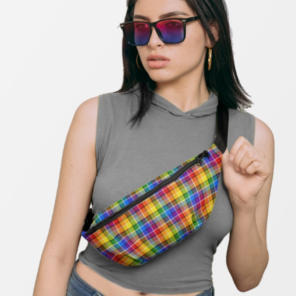 Bright Rainbow Plaid Fanny Pack