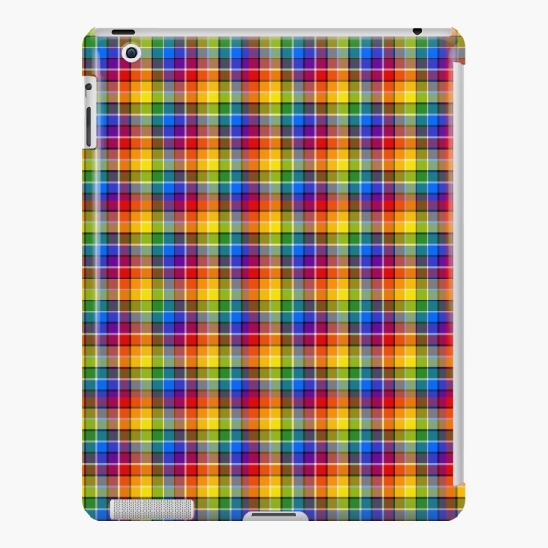 Bright rainbow plaid iPad case