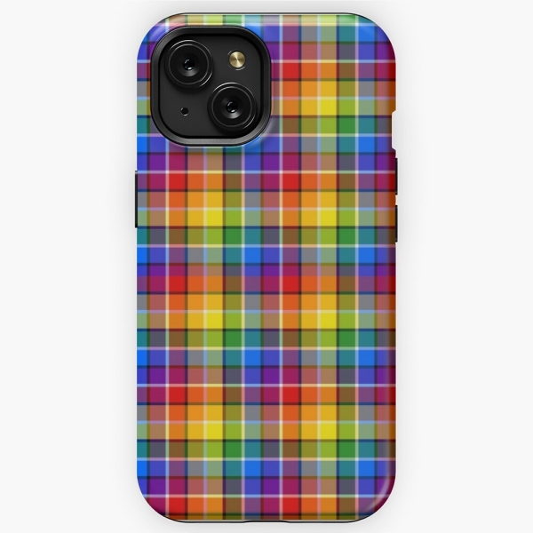 Bright rainbow plaid iPhone case