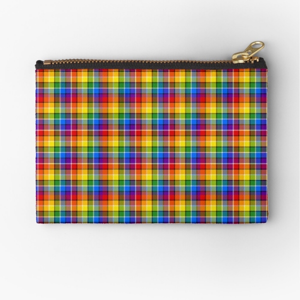 Bright rainbow plaid accessory bag