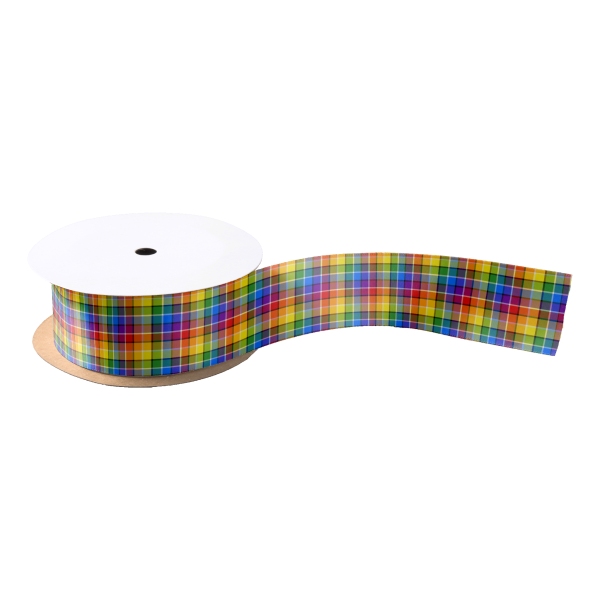 Bright rainbow plaid ribbon