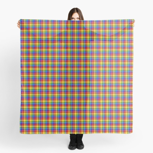 Bright rainbow plaid scarf