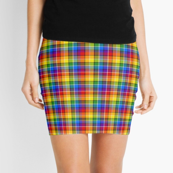 Bright rainbow plaid mini skirt