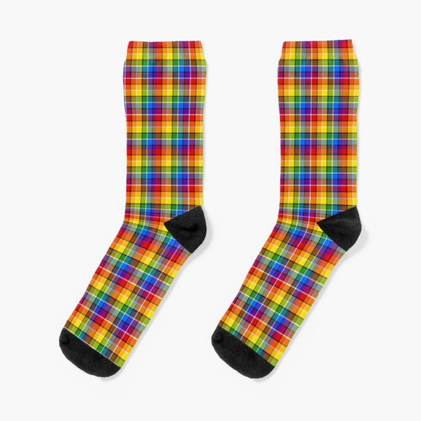 Bright Rainbow Plaid Socks