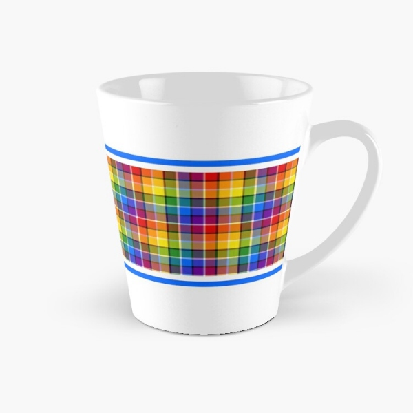 Bright rainbow plaid tall mug