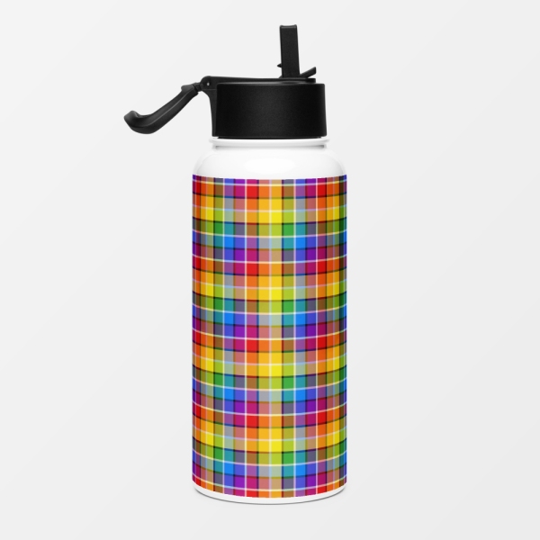 Bright rainbow plaid water jug