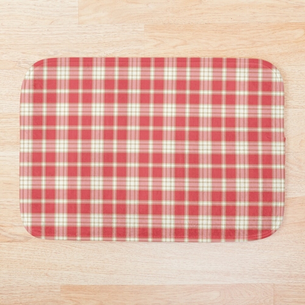 Coral pink plaid floor mat