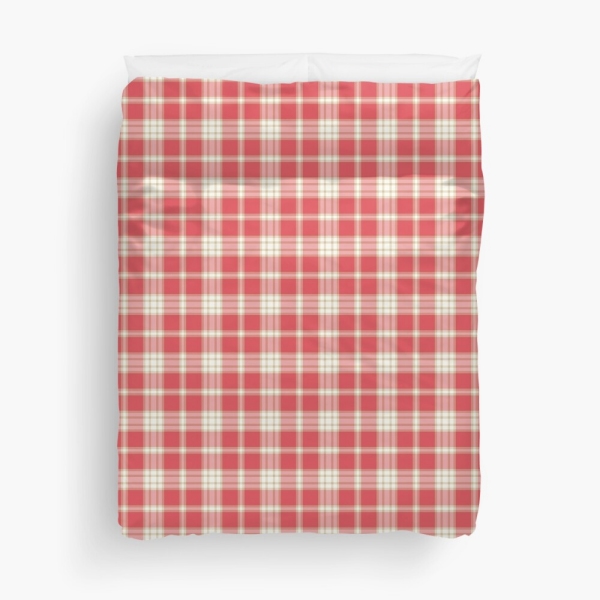 Coral pink plaid duvet cover