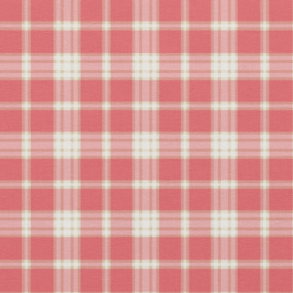 Coral Pink Plaid Fabric