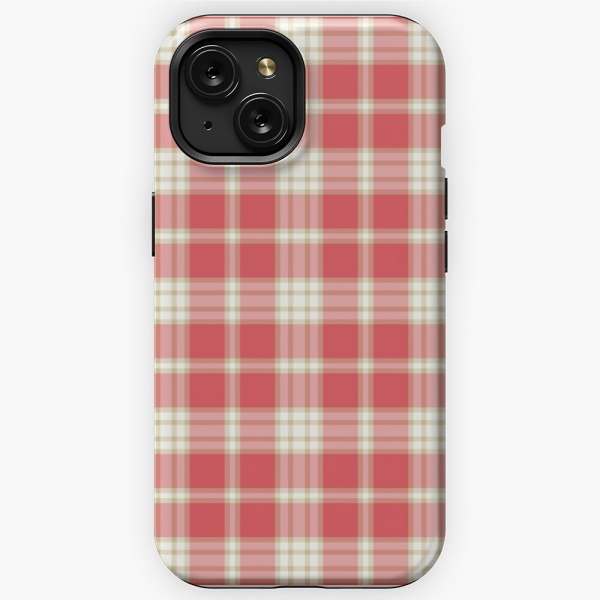 Coral pink plaid iPhone case