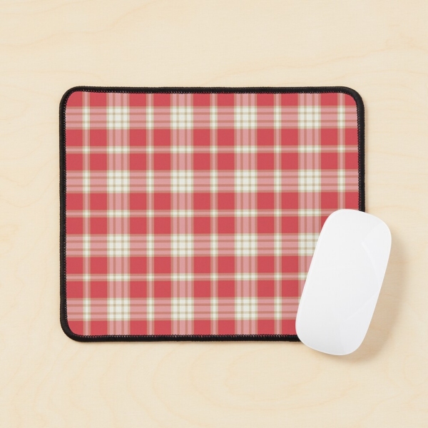 Coral pink plaid mouse pad