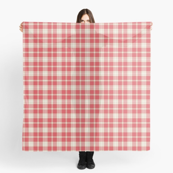 Coral pink plaid scarf