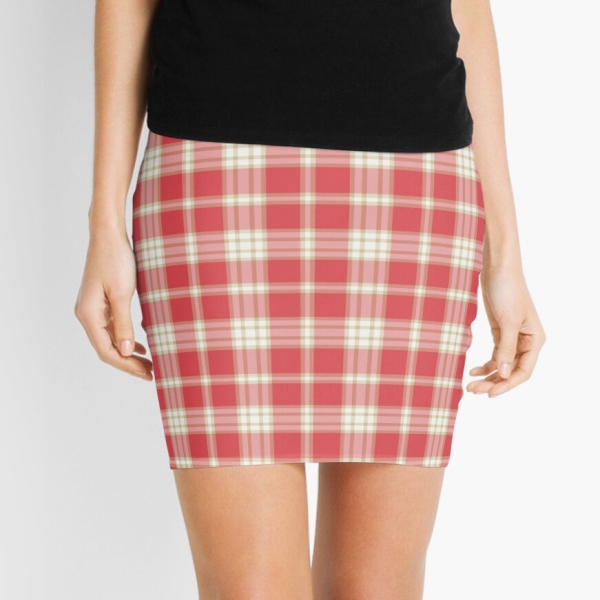 Coral pink plaid mini skirt