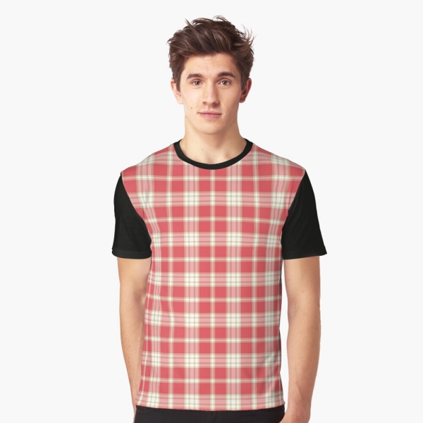 Coral pink plaid tee shirt