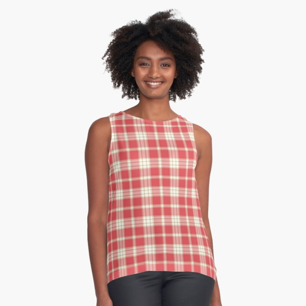 Coral pink plaid sleeveless top