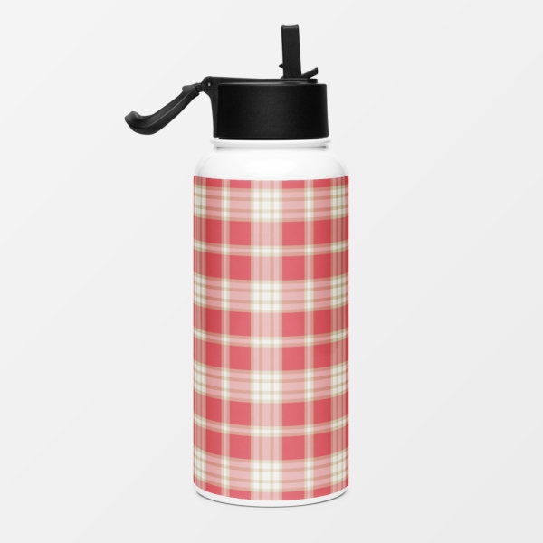 Coral pink plaid water jug