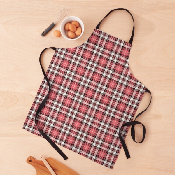 Coral Pink, Black, and White Plaid Apron