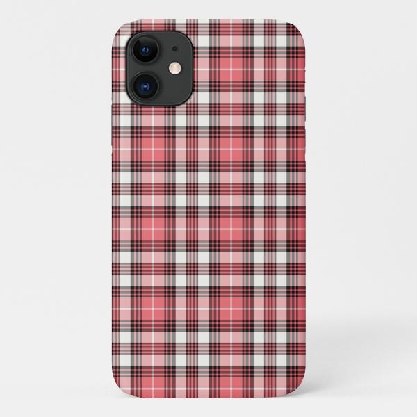 Coral pink, black, and white plaid Case-Mate phone case