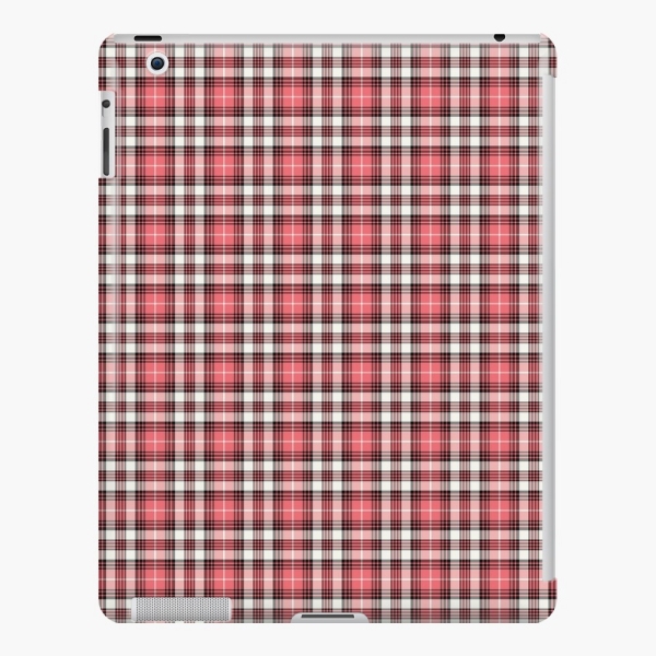 Coral pink, black, and white plaid iPad case