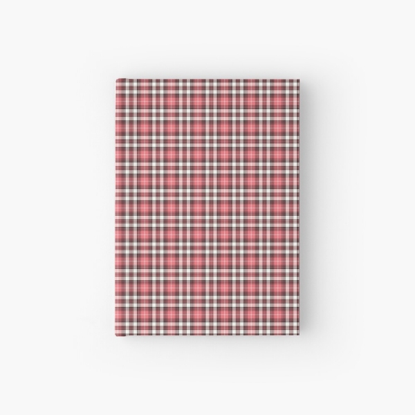 Coral pink, black, and white plaid hardcover journal