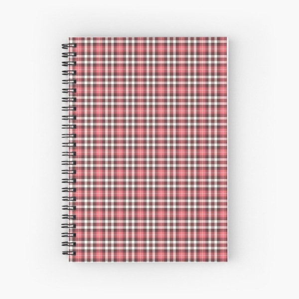 Coral Pink, Black, and White Plaid Notebook