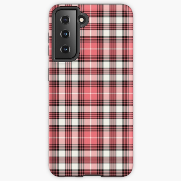 Coral Pink, Black, and White Plaid Samsung Case