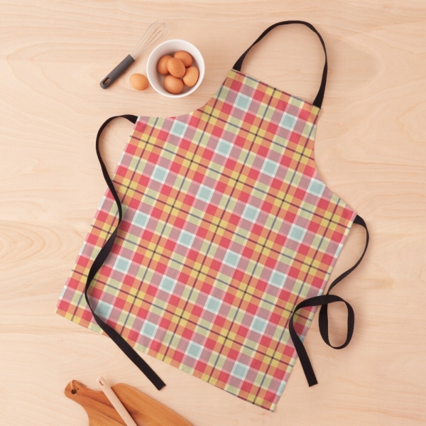 Coral Pink and Yellow Plaid Apron
