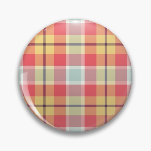 Colorful plaid pinback button
