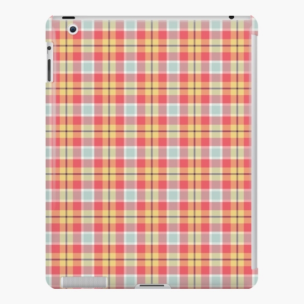 Pink and yellow plaid iPad case