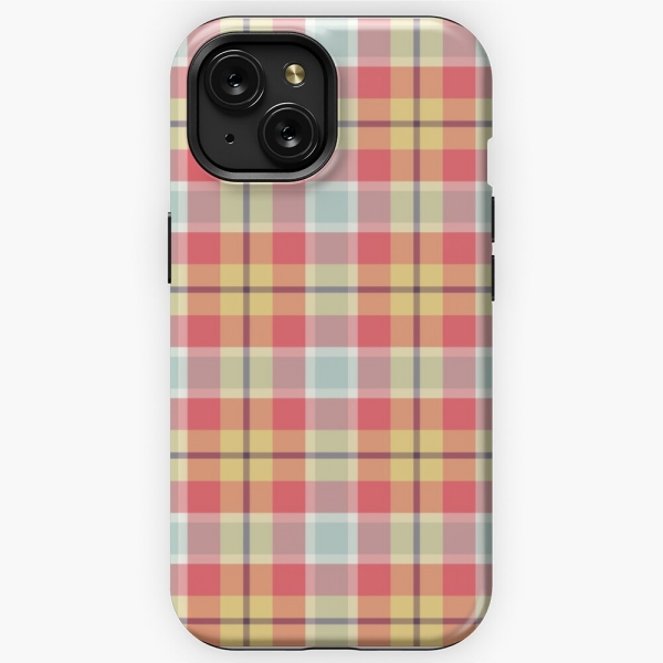 Pink and yellow plaid iPhone case