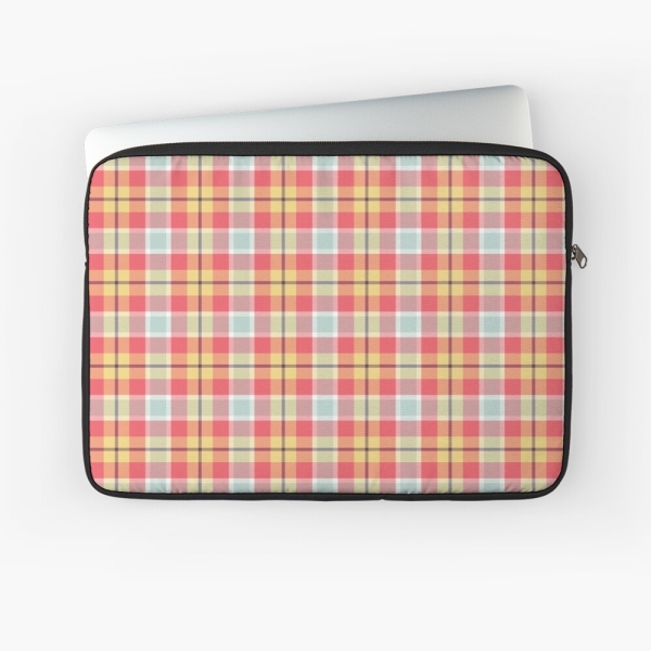 Coral Pink and Yellow Plaid Laptop Case