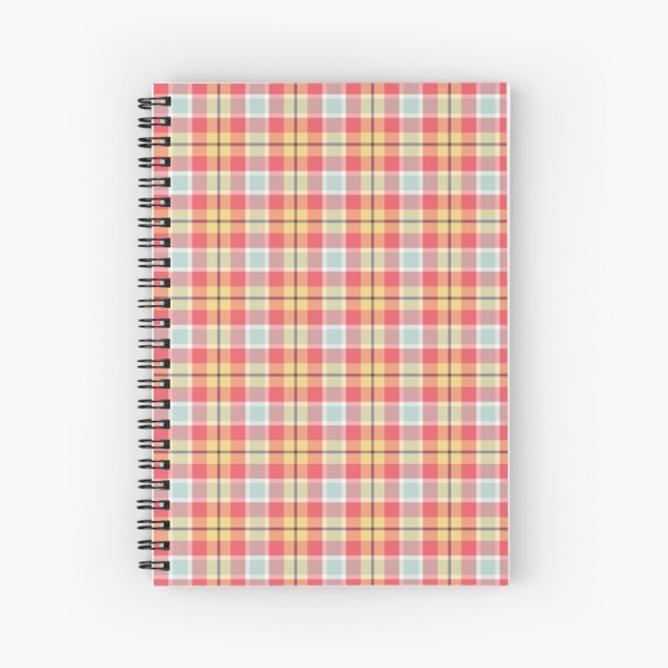 Coral Pink and Yellow Plaid Notebook