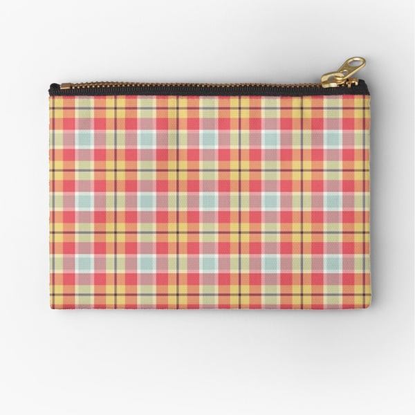 Pink and yellow plaid accessory bag