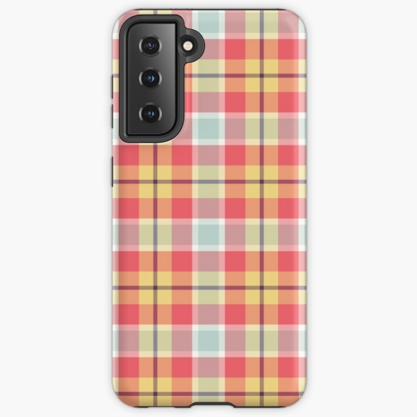 Coral Pink and Yellow Plaid Samsung Case