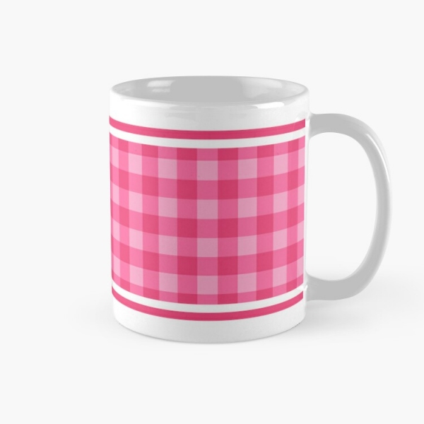 Bright pink checkered plaid classic mug